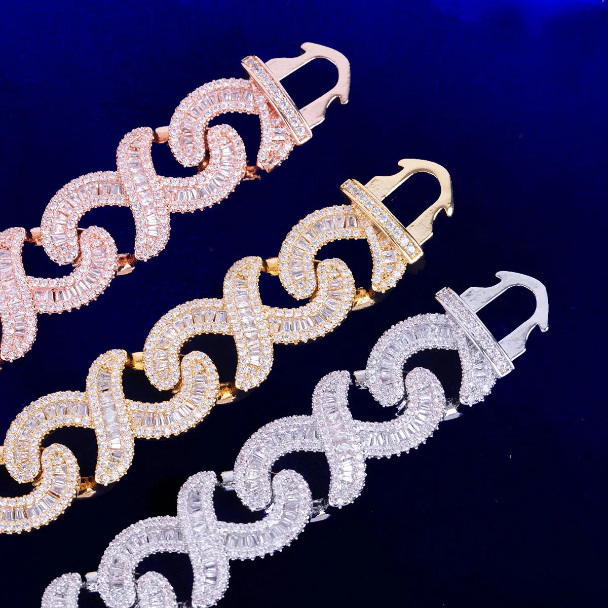 Bling "Infinity" Lobster Clasp w/ Baguettes Chain