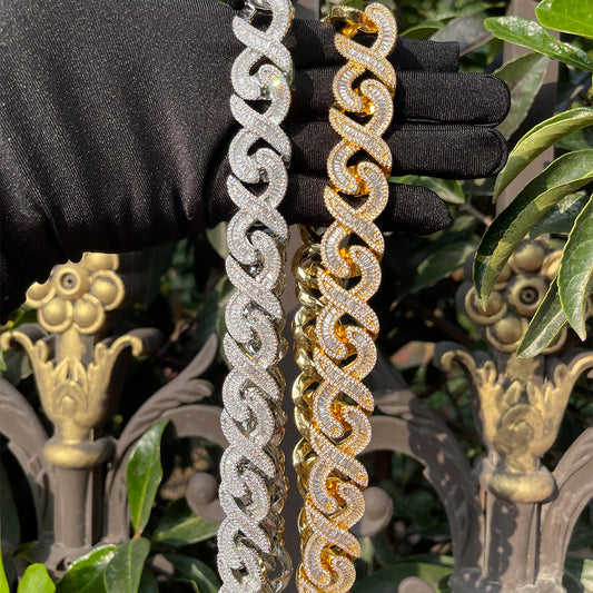 Bling "Infinity" Box Clasp w/ Baguettes Chain