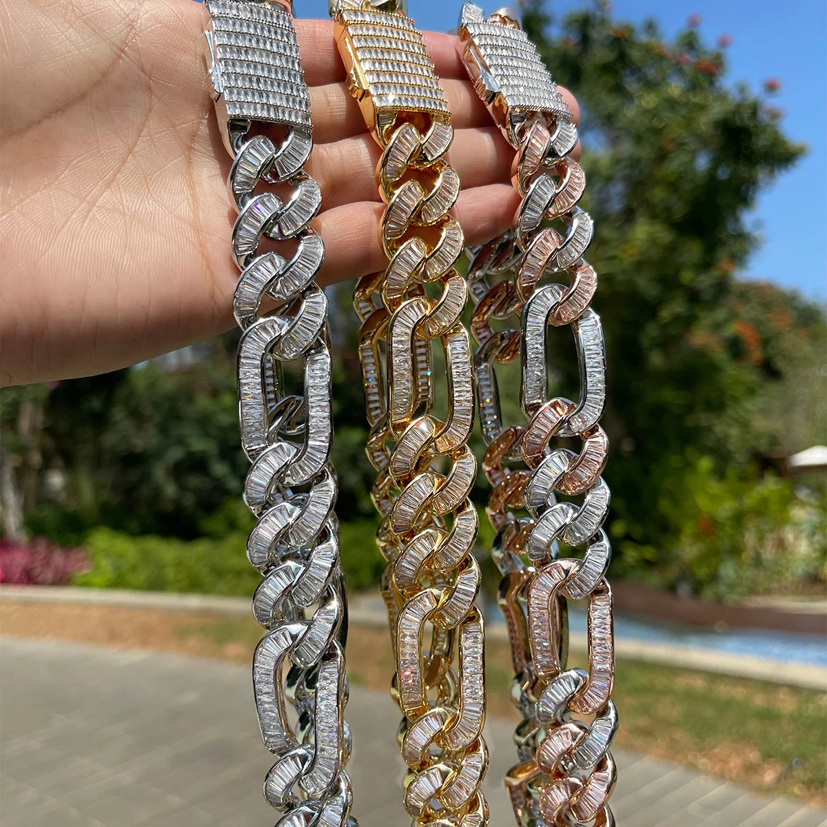 Bling "Figaro" Baguettes Chain