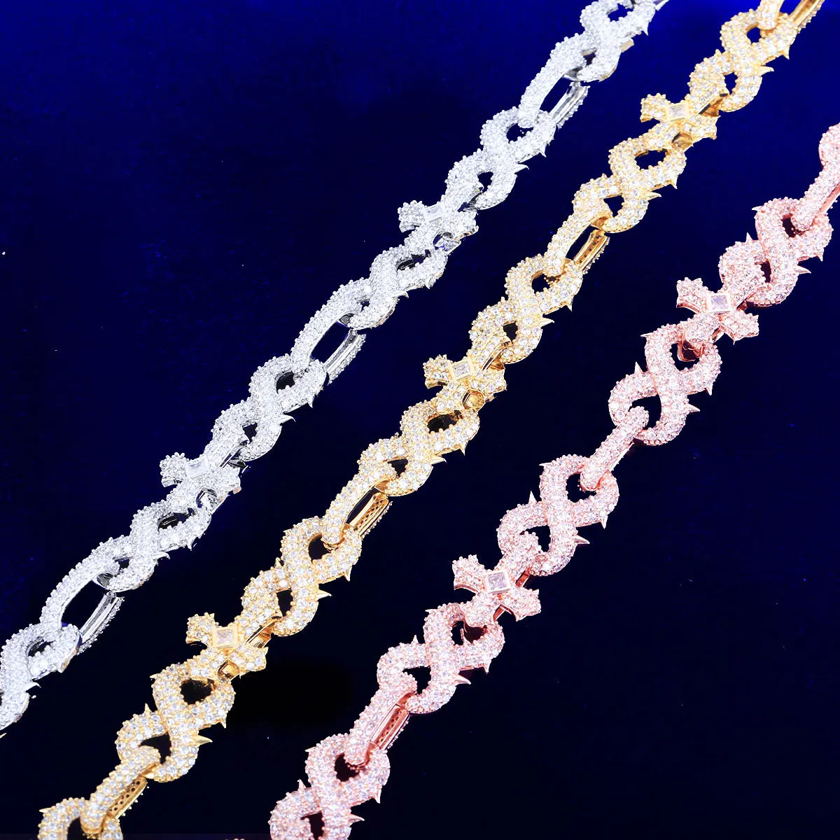 Bling "Barbed" Infinity Cross Chain