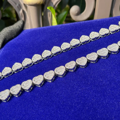 Bling "Heart" Baguettes Chain