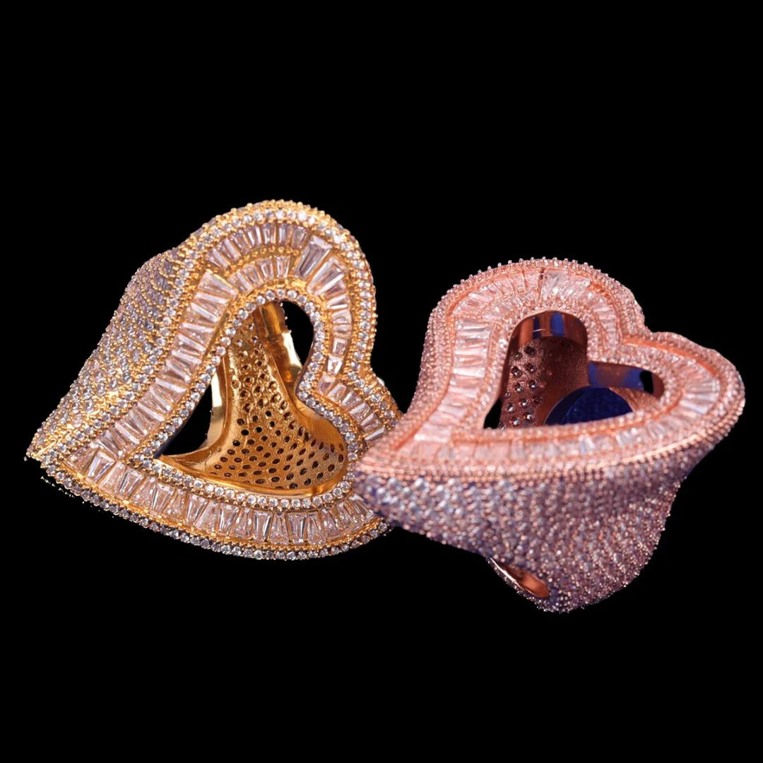 Bling "Open Heart" w/ Baguettes Ring