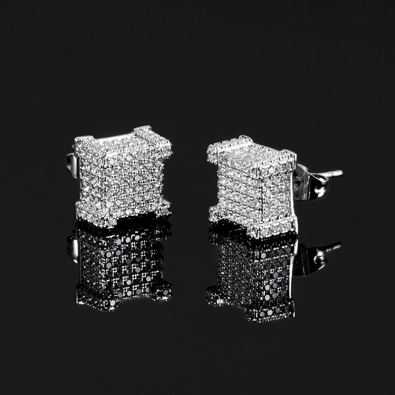 Bling 10x10mm "Cubic" Paved Stud Earring