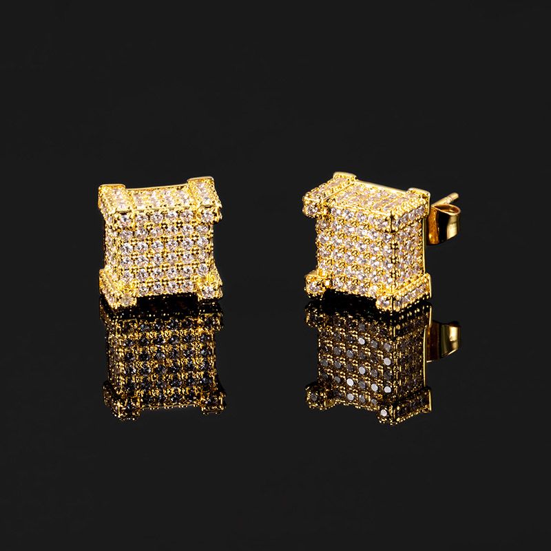 Bling 10x10mm "Cubic" Paved Stud Earring