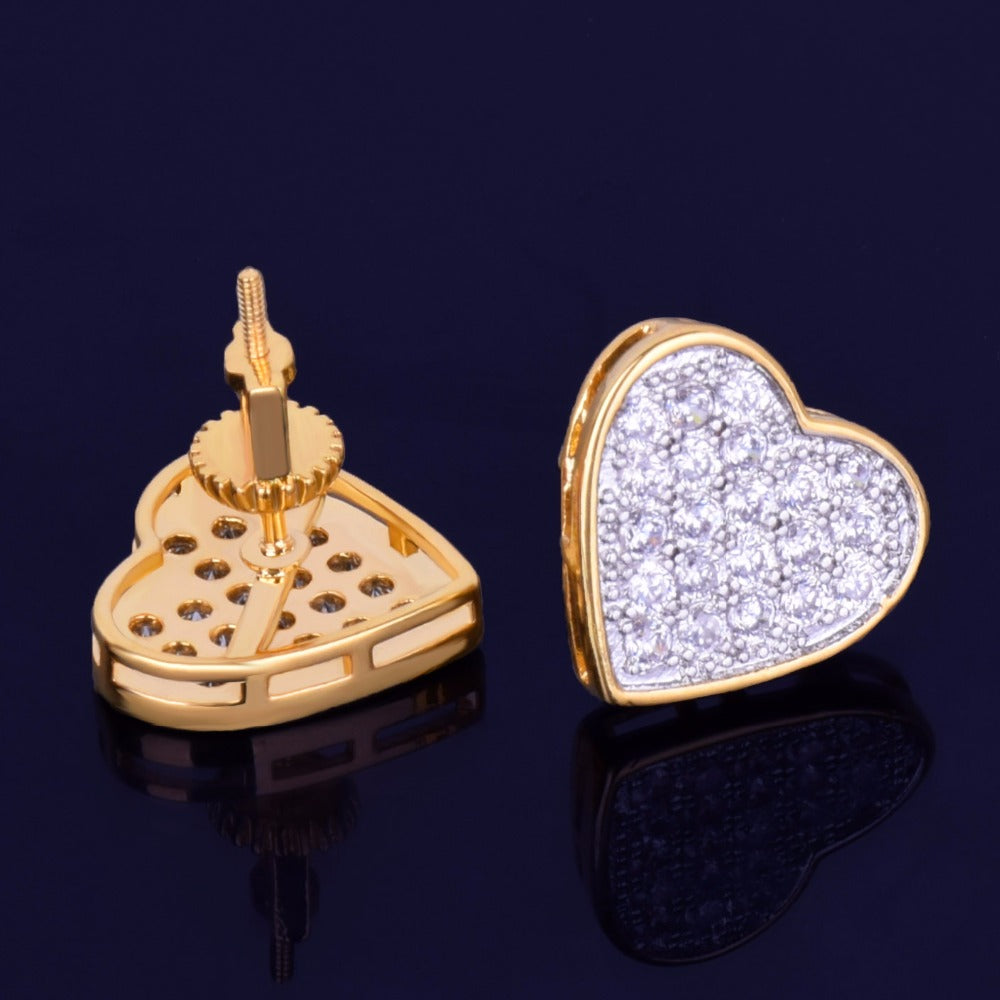 Bling 14mm "Heart" Stud Earring