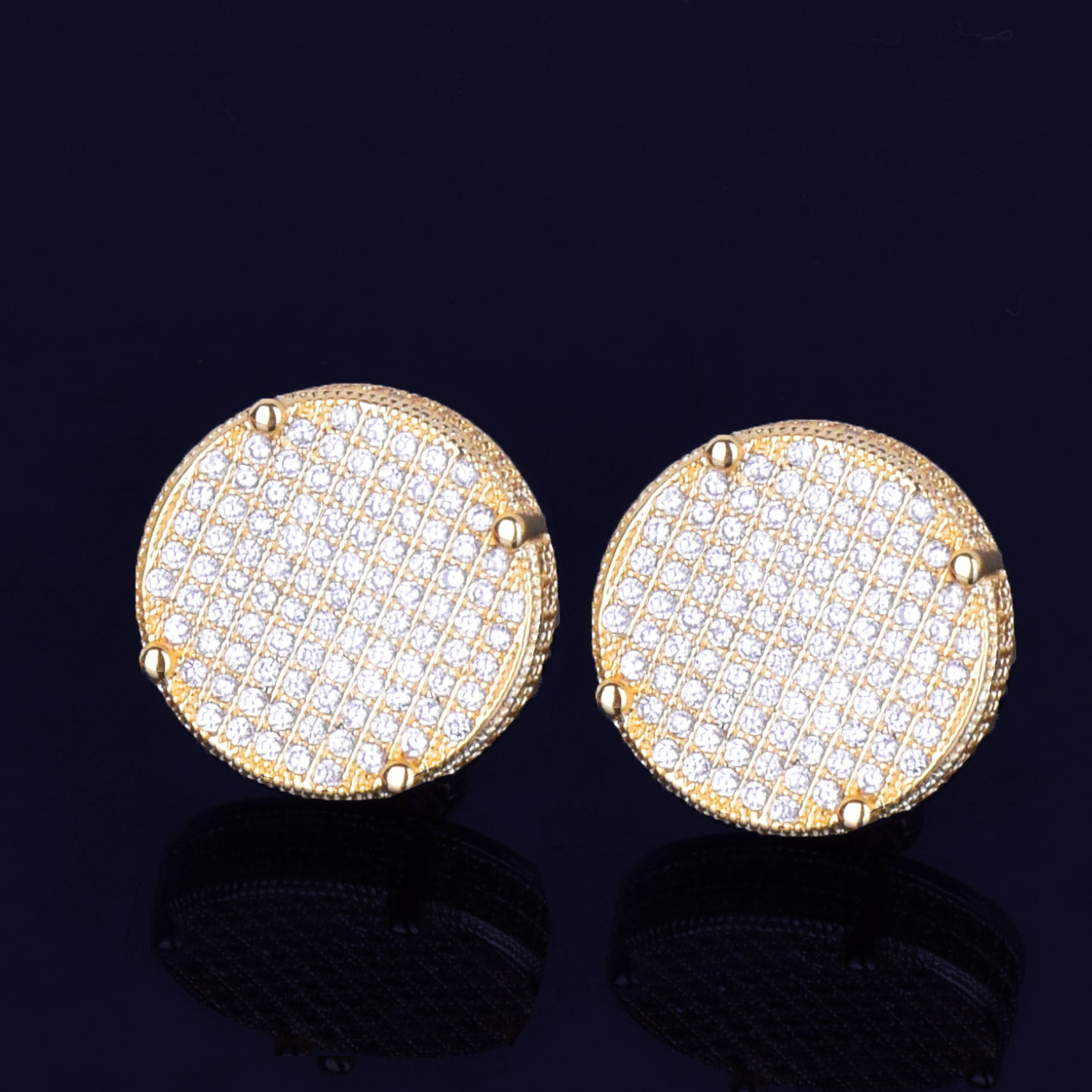 Tiny Round Diamond Three Stone Stud Earrings for Women in 14k White Go