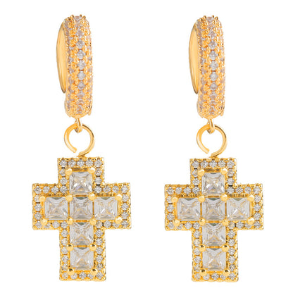 Bling "Cross" Baguette Earring