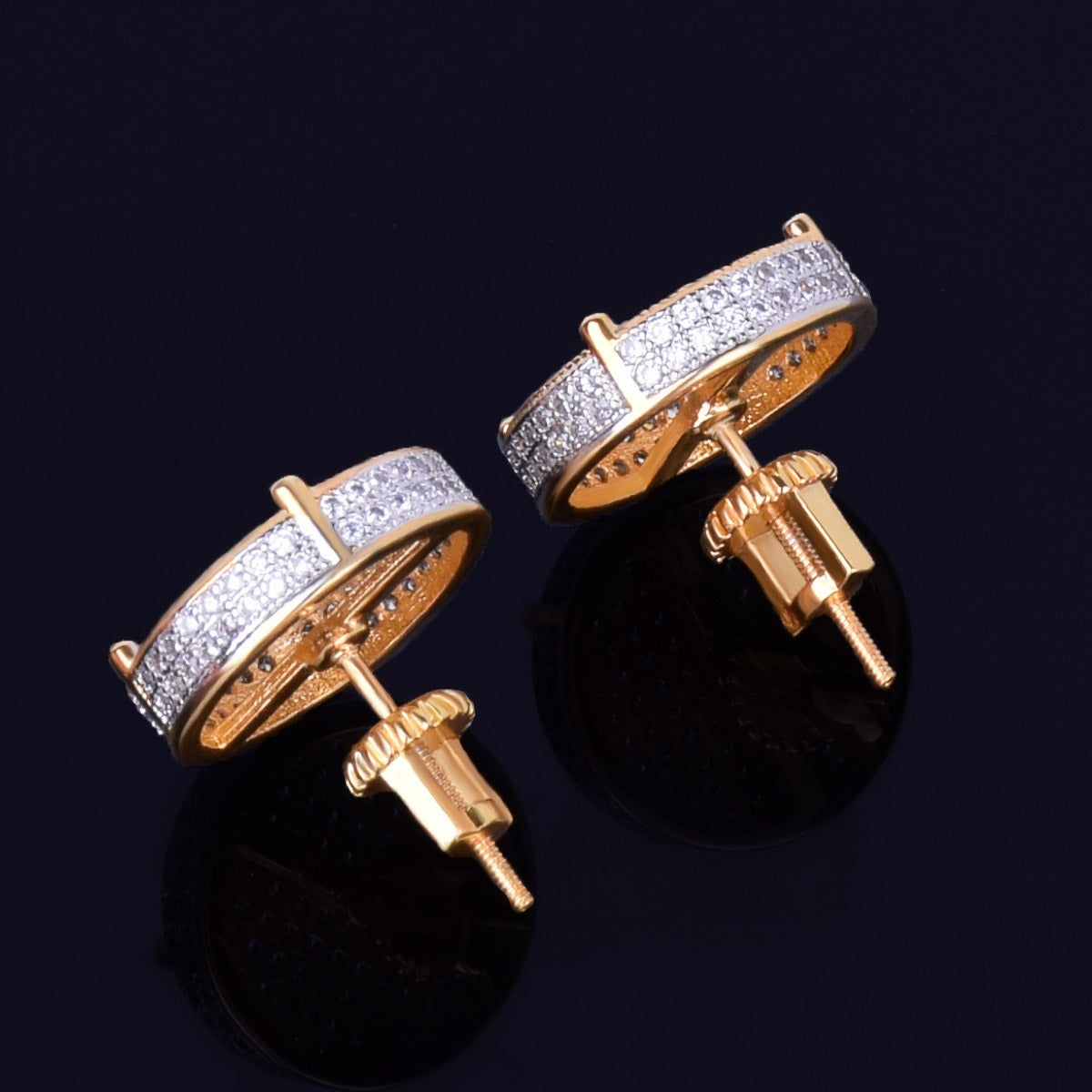 Authentic 10K Gold Nugget Round Diamond Cut Stud Earrings for Men Women -  Walmart.com