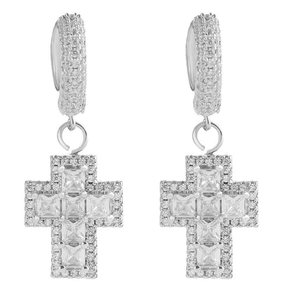 Bling "Cross" Baguette Earring