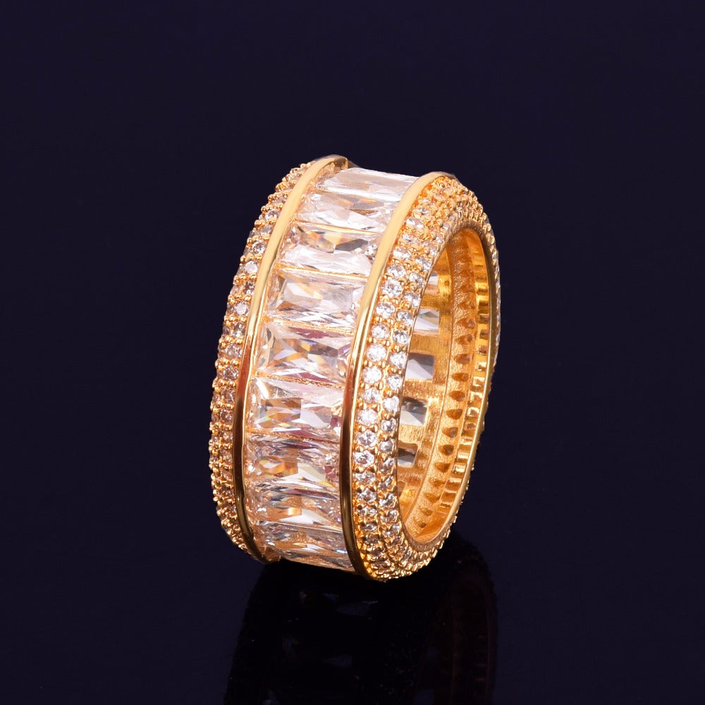 Baguette w/ Paved Sides Ring