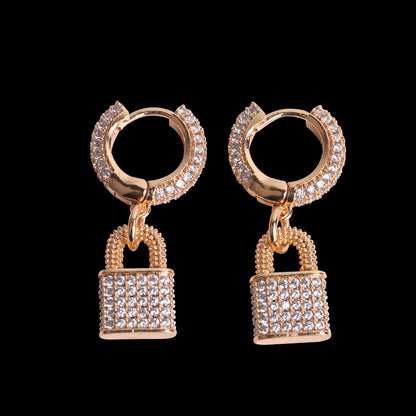 Bling "Lock" Hoop Earring